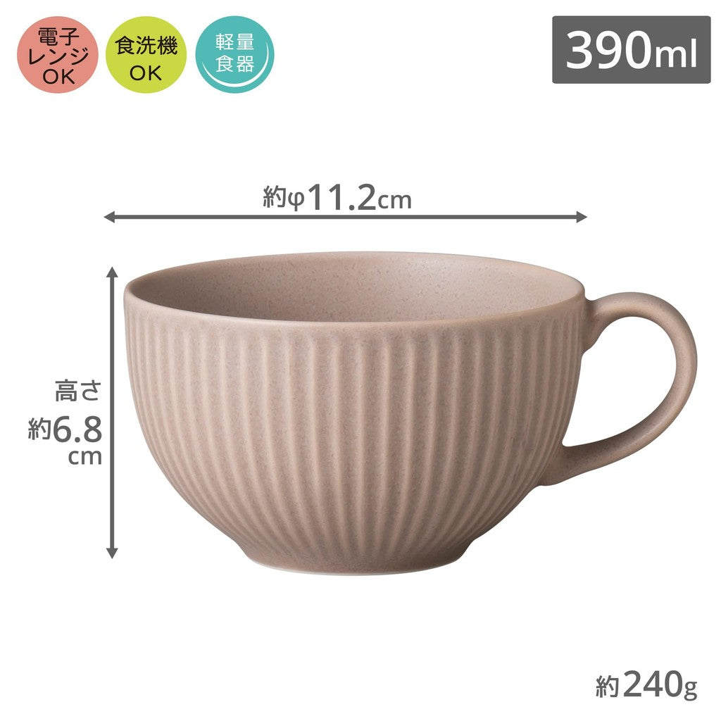 OGURA The Vessel Lightweight Soup Cup Mug Set (390ml) - Microwave & Dishwasher Safe, Made in Japan, 2-Piece Set (Various Colors)
