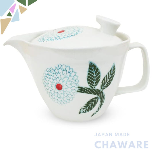 J-kitchens Kunzan Kiln Teapot L with Strainer 385ml for 2-3 People Hasami Ware Made in Japan Dahlia Premium