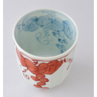 【made in japan】
Hasami Yaki Isseigama Lightweight Teacup (Small) Inside and Outside Grape Design Red
