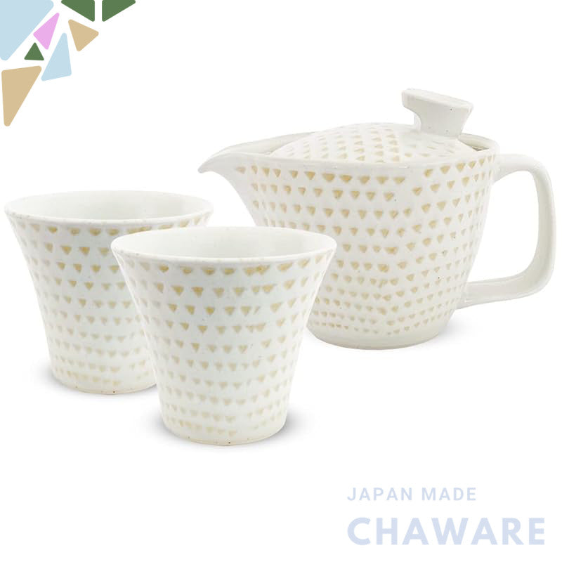J-kitchens Kunzan-gama Teapot Set Hasami Ware Made in Japan (Teapot, Pair of Yunomi Tea Cups, Tea Set) 240ml, 140ml, Sui