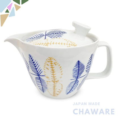 J-kitchens Kyusu Teapot, Hasami Porcelain, Made in Japan, with Tea Strainer, 385ml, Large, Suitable for 2 to 3 People, L