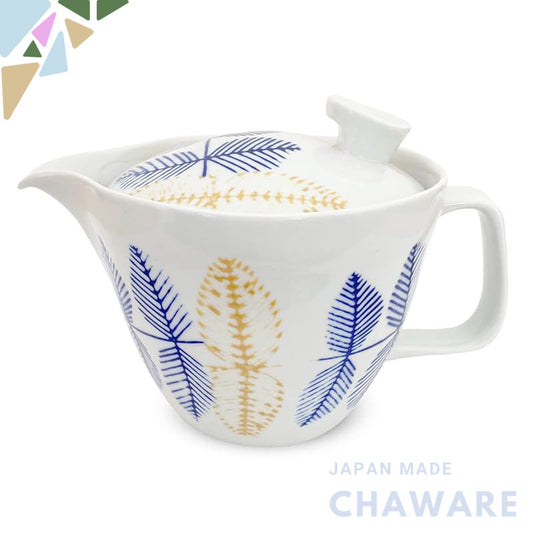 J-kitchens Kyusu Teapot, Hasami Porcelain, Made in Japan, with Tea Strainer, 385ml, Large, Suitable for 2 to 3 People, L