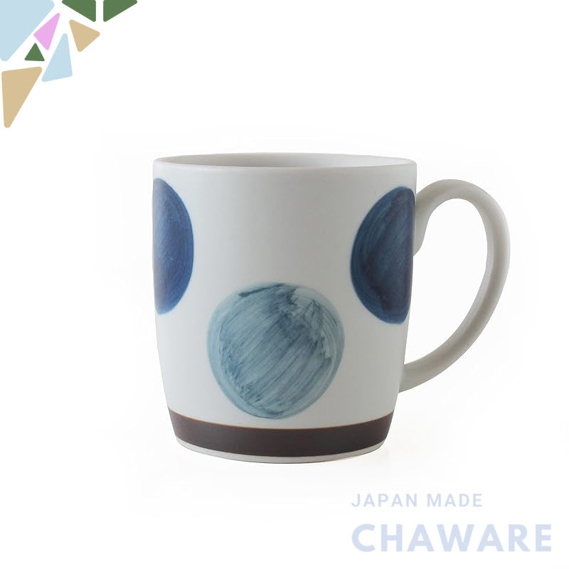 Hasami Porcelain Hand-Painted Blue Round Pattern Mug - 270ml