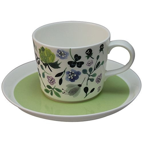 NARUMI Cup and Saucer Anna Emilia Clover Garden Tea and Coffee Compatible Green 220cc Microwave Safe Dishwasher Safe 51854-23117P
