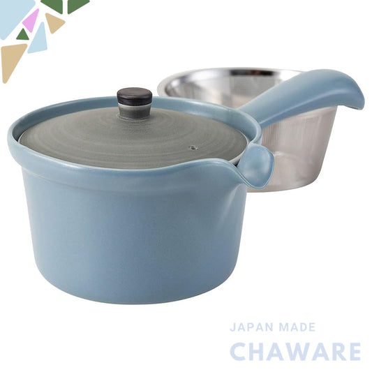 Hasami-yaki Teapot (Super Stainless with Strainer) Calm Pattern Blue, Capacity approximately 275ml, Made in Japan, Model