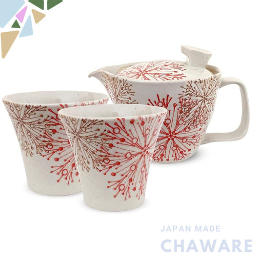 J-kitchens Kunzan Kiln Teapot Set Hasami Ware Made in Japan (Teapot Pair with Teacups Stylish Tea Set) 240cc 140cc for 1