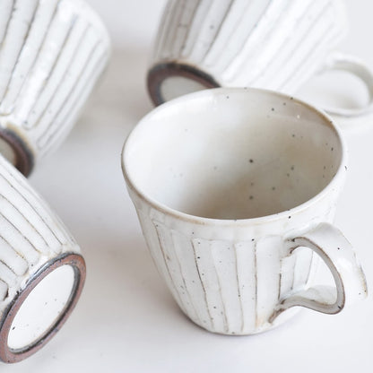 Tatara Mug Cup, Porcelain, White, with Chipped Edge, Mino Ware, 250ml, 755-09-244