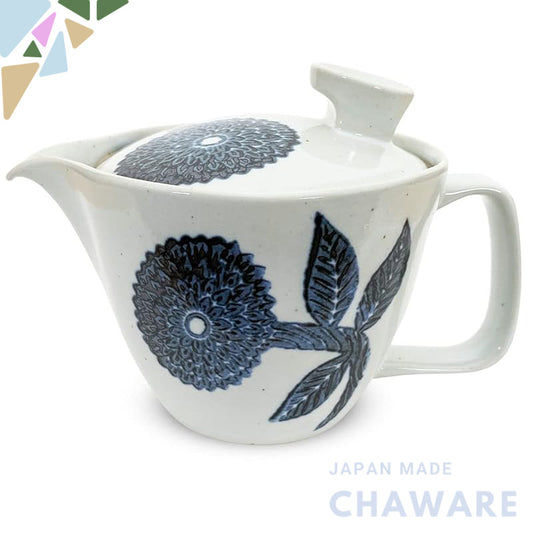 J-kitchens Teapot with Strainer 240ml for 1 to 2 Persons Hasami Ware Made in Japan Dahlia Silhouette / 173957