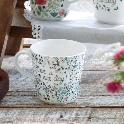 NARUMI Anna Emilia Mug 340cc - Have a nice day! Floral design, cute, larger size, perfect for Mother's Day gift, microwave safe, dishwasher safe, comes with gift box, wrapped - 51946-2923PAZ