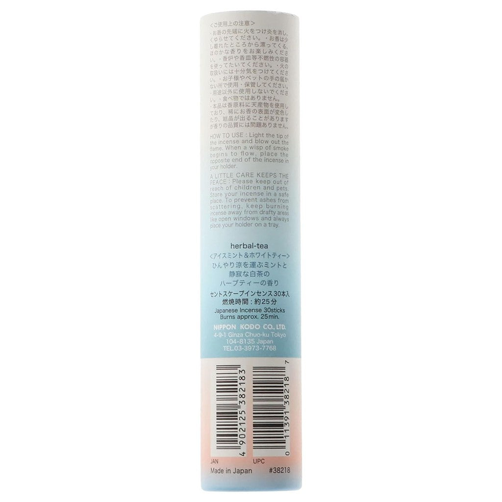 Nippon Kodo Incense Scentscape Ice Mint & White Tea, 30 sticks