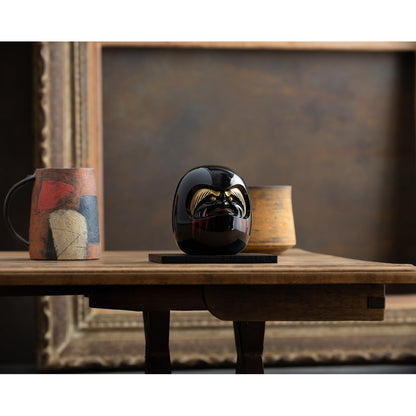Gingado Black Daruma Lucky Ornament Takaoka Copperware Zen Master Engaku Daishi Made in Japan