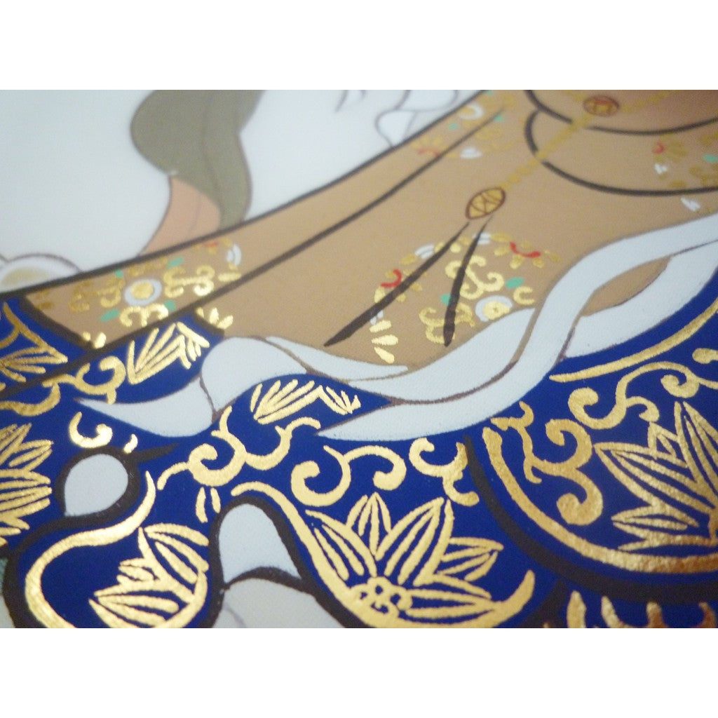 A submission scroll for the Saigoku Kannon Pilgrimage of the 33 Temples, featuring a hanging scroll with an original clear file from Hōtokudō, embellished with premium gold leaf.