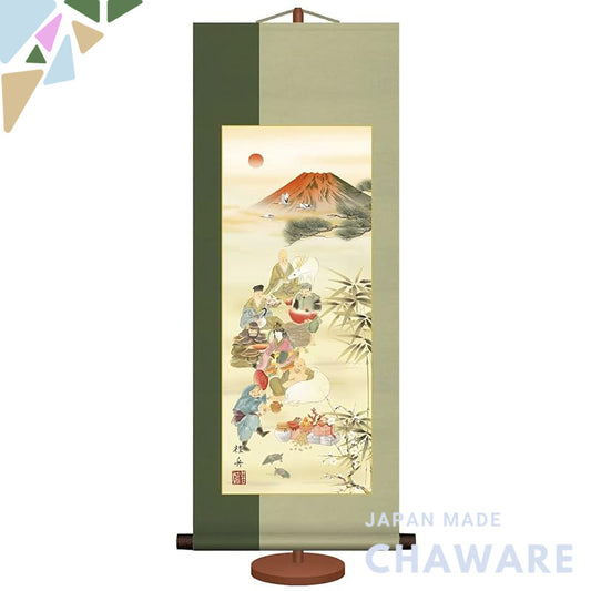 Mini Hanging Scroll - Lucky Seven Gods / Koshū Chōkō (with dedicated display stand) 1D10-009 Japanese-style Modern Hangi