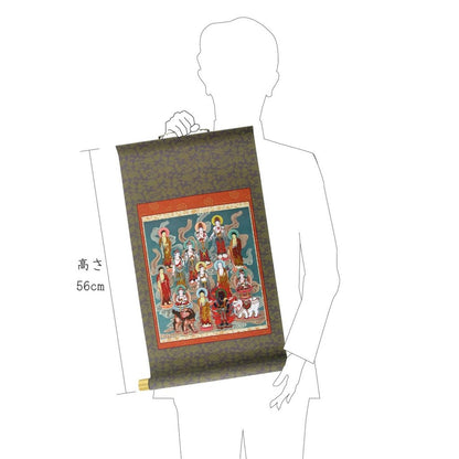 Hanging scroll, scroll for display, model mounting, thirteen Buddha figures, small size, model mounting style, model scroll.