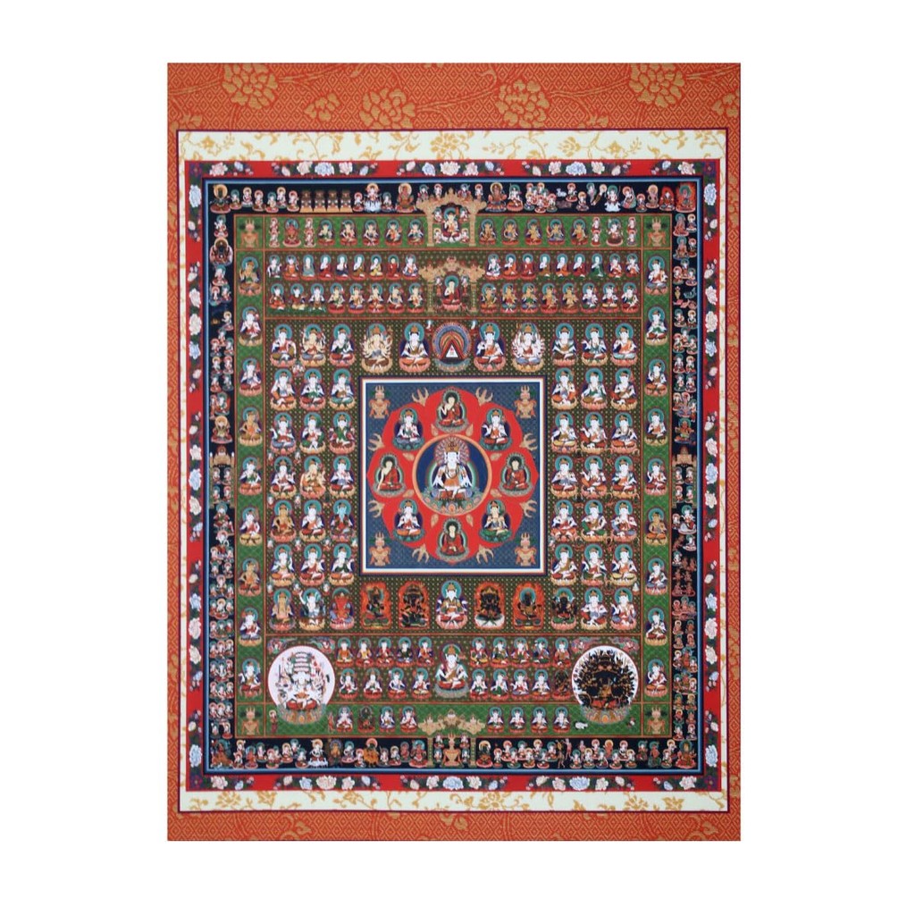 Hanging scroll, hanging axis, womb world mandala, small size, mock decorative mounting, mock scroll.