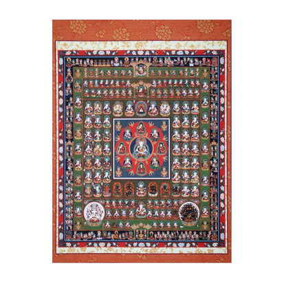 Hanging scroll, hanging axis, womb world mandala, small size, mock decorative mounting, mock scroll.