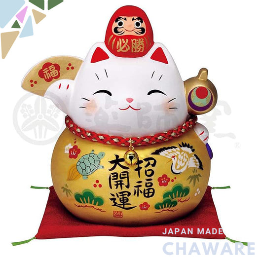 Saijo Kiln Decorative Item Kinpuku Large Yakushi Kiln Saiyo Hissho Daruma Lucky Cat (Piggy Bank) 7689