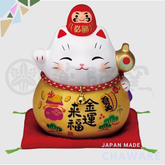 Yakushigama Saiyō Hisshō Daruma Maneki Neko (Gold Lucky Mallet, Small)