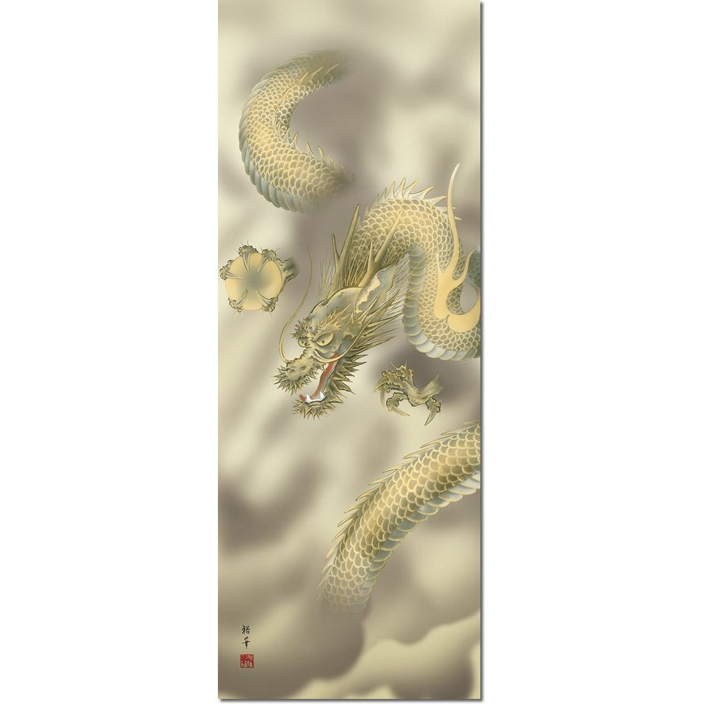 Kakejiku (hanging scroll) Dragon God Scroll - Dragon God by Hōjō Yūka (1.5 shaku) 1D2-028 for the Tokonoma (alcove) in a Japanese-style room. Rising dragon, modern and stylish hanging scroll, fabric mounting, interior décor.
