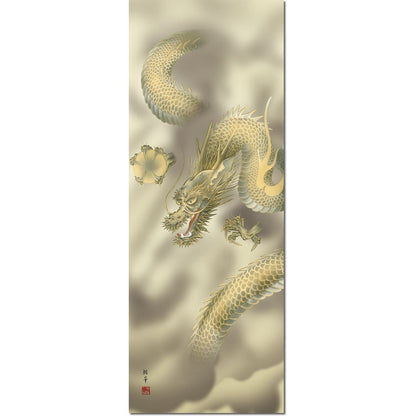 Kakejiku (hanging scroll) Dragon God Scroll - Dragon God by Hōjō Yūka (1.5 shaku) 1D2-028 for the Tokonoma (alcove) in a Japanese-style room. Rising dragon, modern and stylish hanging scroll, fabric mounting, interior décor.