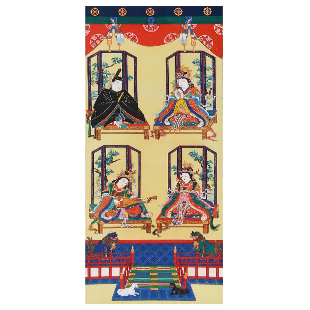 Hanging scroll, hanging scroll (four deities: Takaya Mikoden, Niu no Kofujime no Okami (Kariba Myojin), Niu no Kofujime no Okami, Ichikishimahime no Okami, Ootku no Kifujime no Okami) - small hanging scroll