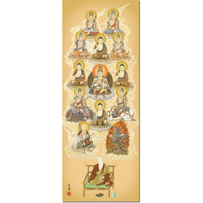 Hanging Scroll for Buddhist Ceremonies - Shingon Thirteen Buddhas / Hiroto Tanaka (1.5 Shaku) 1E1-J046, Tokonoma Hanging Scroll, Modern, Stylish, Shingon Sect, Textile Mounting, 13 Buddhas, Decorative Hanging.