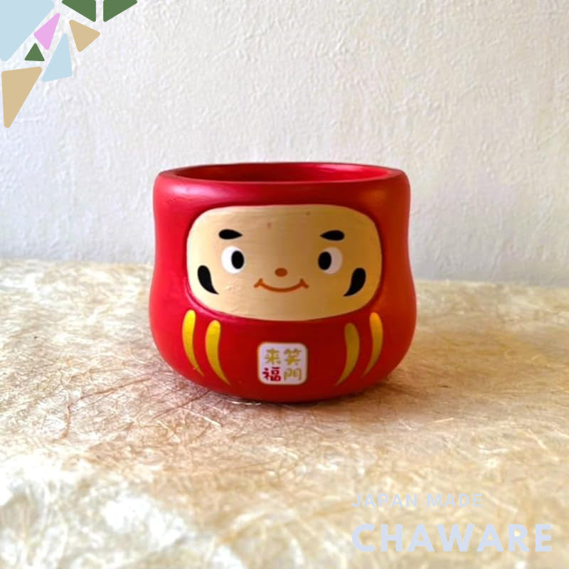 Shofuku Daruma Small Storage Box [Fortune Comes to a Laughing Gate - Happy Daruma POT] Pot, Stationery Holder, Coin Holder, Miscellaneous Goods, Interior Decoration, Pot Cover, Happiness Item, Desktop Organizer (Happy Daruma - Red)