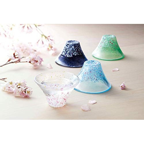 Toyo Sasaki Glass Shofuku Cup Sakura Fuji Night Cherry Blossom 45ml Made in Japan Sake Cup Sake Glass Cup Mount Fuji Glass Gift Present for Senior Citizens Day Father's Day Mother's Day Birthday WA530