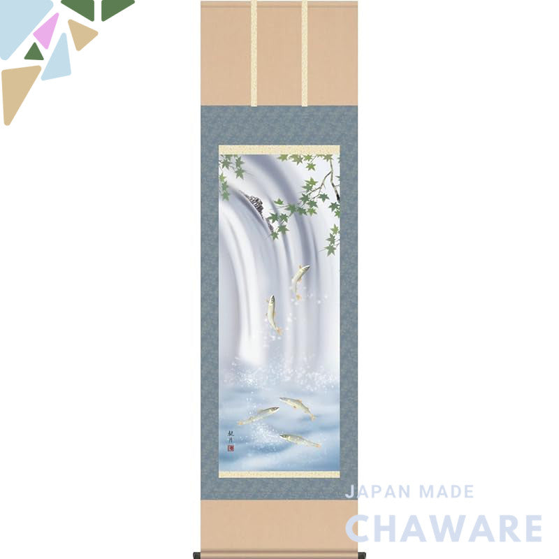 Summer hanging scroll - Maple and sweetfish / Moriyama Kanki (1.5 shaku) Tokonoma Japanese-style room Modern Stylish High-end 1A3-121 Wall decoration Hanging Interior