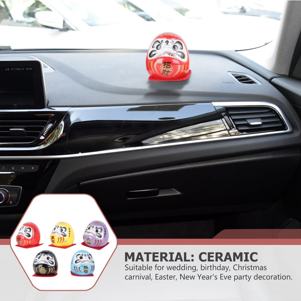 LALAFINA Daruma Figurine - Daruma Doll Souvenir Objeto de Decoración - Interior Decor - Car Decoration - Stylish Gift for Foreigners - Good Luck Charm - New Year Decoration - Ceramic - Japanese Traditional Craft - Set of 5