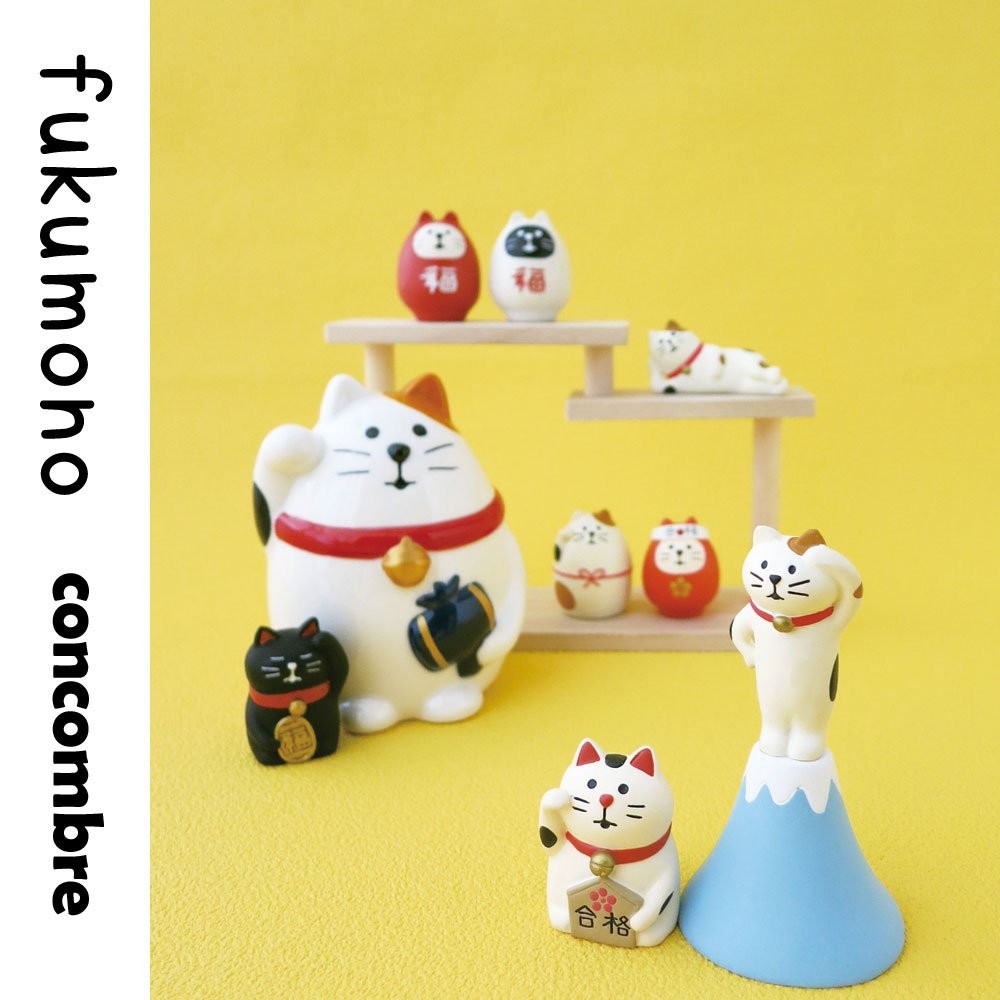 Deco Corporation Concombre Drowsy Lucky Cat Calico Size: Approximately W2.8 D2.6 H4 ZCB-40784