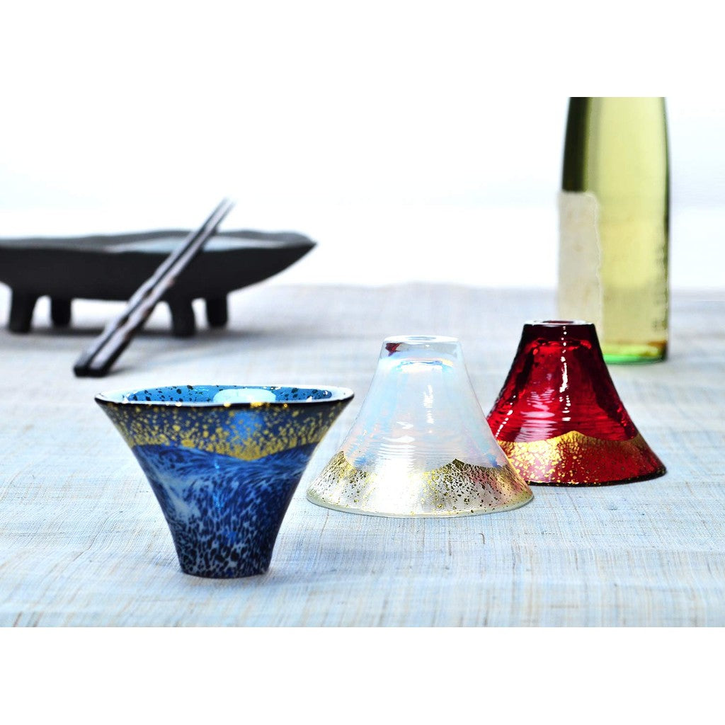 Toyo Sasaki Glass Shōfuku Cup, Mt. Fuji Design, Dark Blue 65ml, Made in Japan, Sake Cup, Sake Glass, Cup, Glass, Gift, Present, Item Number 42085G-SHB.