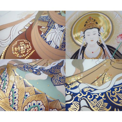 A submission scroll for the Saigoku Kannon Pilgrimage of the 33 Temples, featuring a hanging scroll with an original clear file from Hōtokudō, embellished with premium gold leaf.