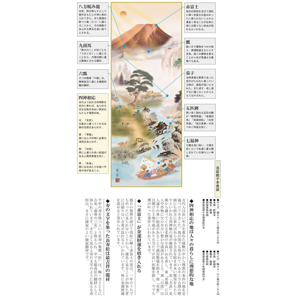 Hanging Scroll - Good Luck Painting Scroll / Yamamoto Shoen (Shaku-go) 1D5-009 For Tokonoma, Japanese-style Room, Evil Prevention, Health, Prosperous Business, Fostering Offspring, Longevity, Modern, Stylish, High-Quality Hanging Scroll.