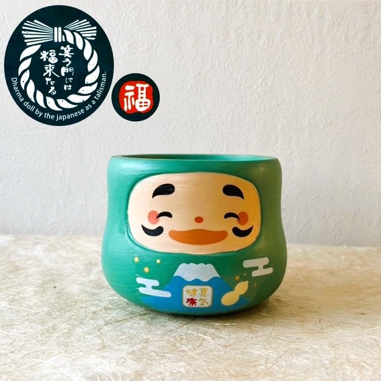 Lucky Daruma Figurine Storage Pot - Prosperity, Health, Happiness, and Love Collection - Desk Organizer, Coin Holder, Decorative Item