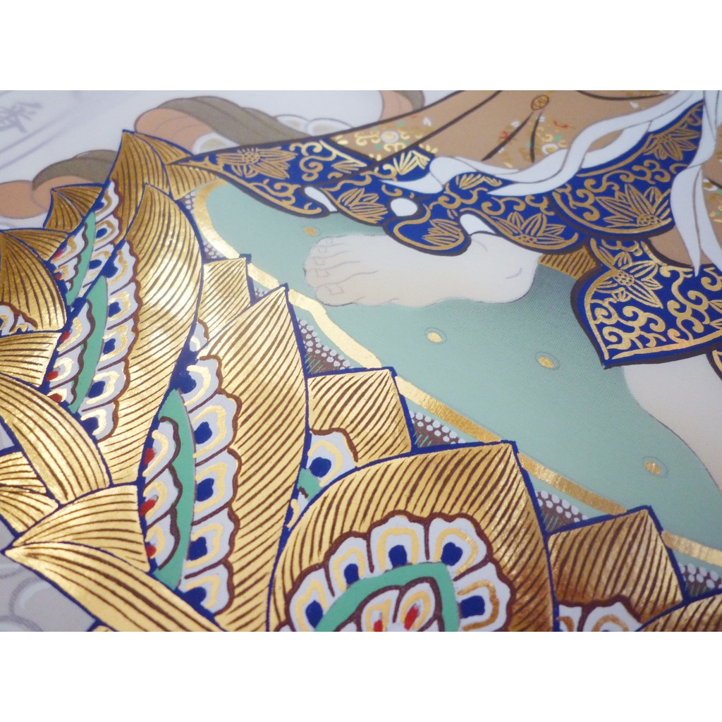 A submission scroll for the Saigoku Kannon Pilgrimage of the 33 Temples, featuring a hanging scroll with an original clear file from Hōtokudō, embellished with premium gold leaf.