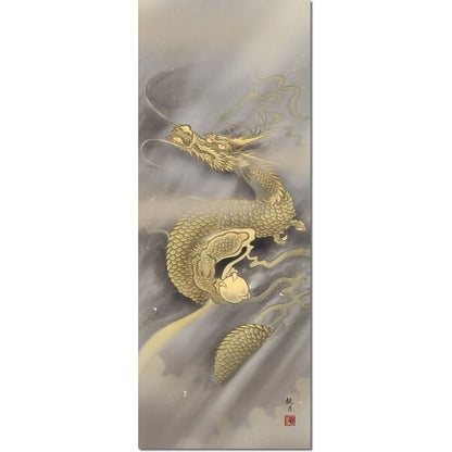 Hanging Scroll - Dragon God Design / Moriyama Kankitsu (Shaku San) 1MD2-029. Tokonoma, Japanese-style room, Ascending Dragon, modern, stylish, scroll, mounting, interior decoration.