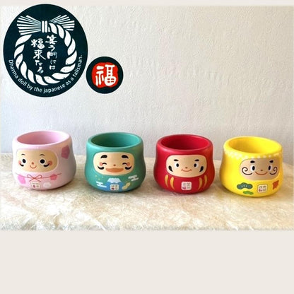 Lucky Daruma Figurine Storage Pot - Prosperity, Health, Happiness, and Love Collection - Desk Organizer, Coin Holder, Decorative Item