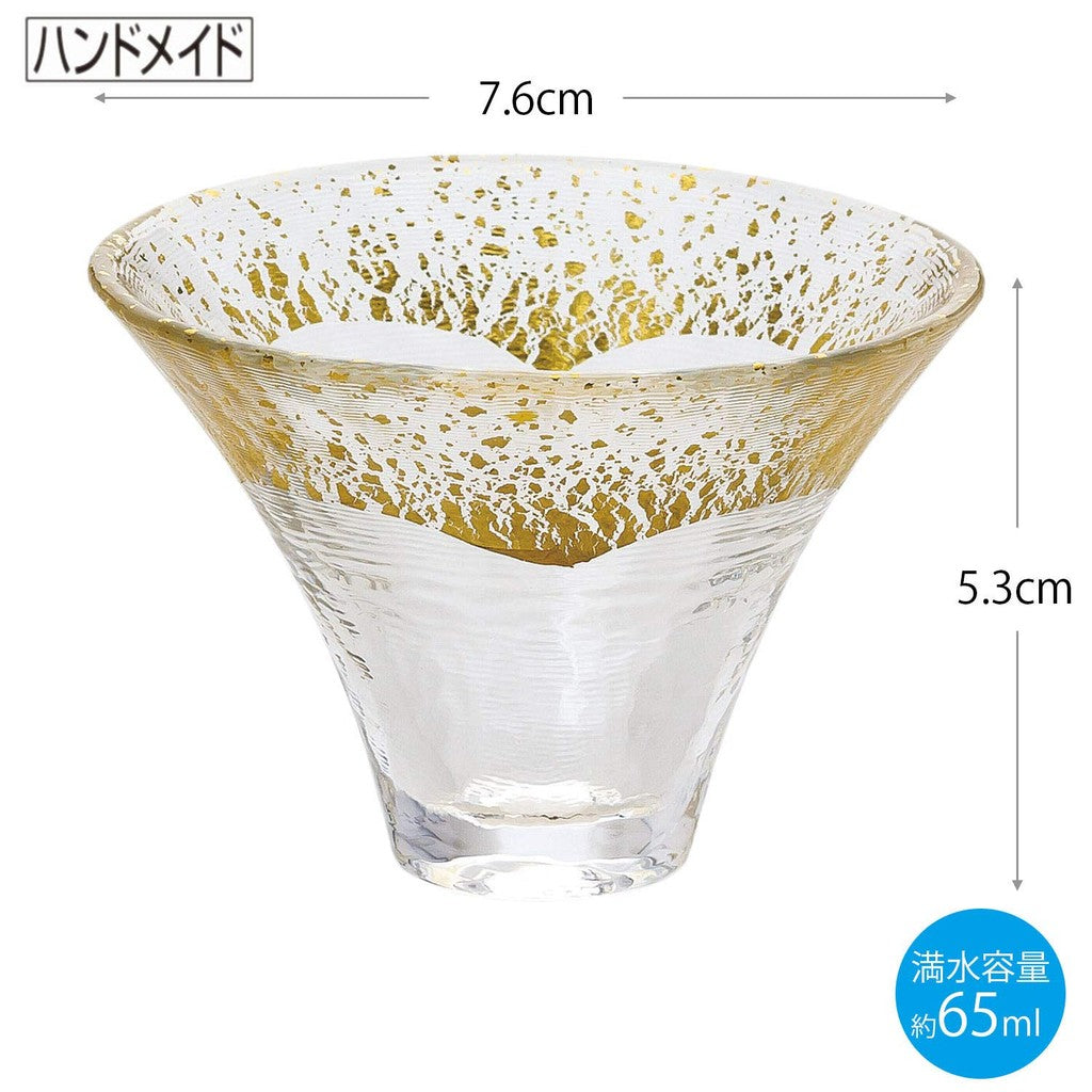 【Made in Japan】Toyo-Sasaki Glass Lucky Cup Mount Fuji Gold Transparent (Capacity: 65ml)