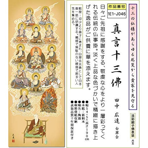 Hanging Scroll for Buddhist Ceremonies - Shingon Thirteen Buddhas / Hiroto Tanaka (1.5 Shaku) 1E1-J046, Tokonoma Hanging Scroll, Modern, Stylish, Shingon Sect, Textile Mounting, 13 Buddhas, Decorative Hanging.
