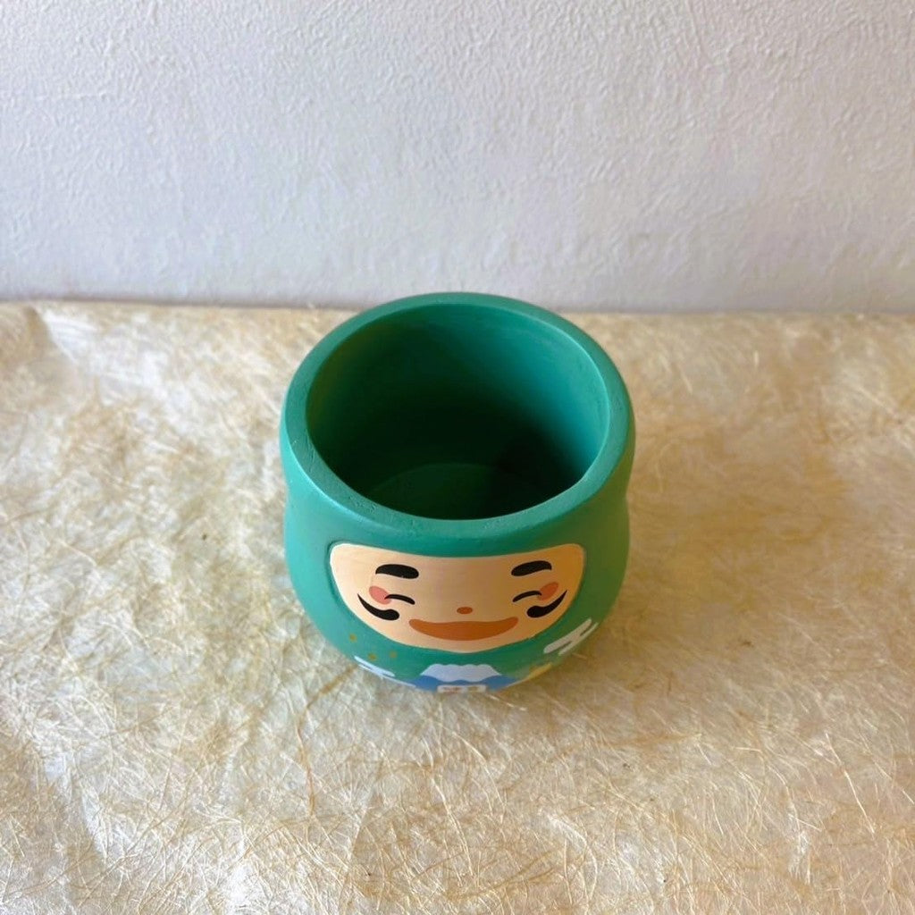 Lucky Daruma Figurine Storage Pot - Prosperity, Health, Happiness, and Love Collection - Desk Organizer, Coin Holder, Decorative Item