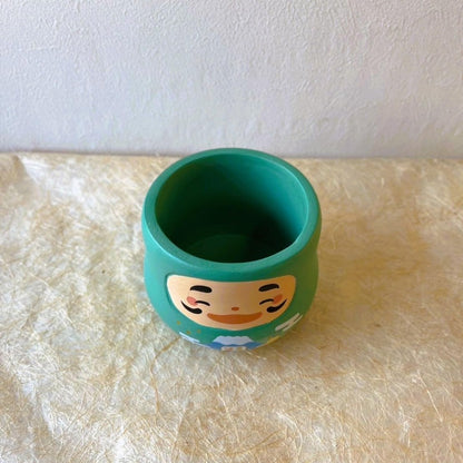 Lucky Daruma Figurine Storage Pot - Prosperity, Health, Happiness, and Love Collection - Desk Organizer, Coin Holder, Decorative Item