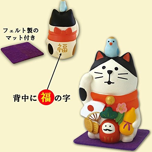 Deco Corporation Concombre Maneki Neko (with felt mat) Size: Approximately W3.4 D3 H5.7 ZCB-92701
