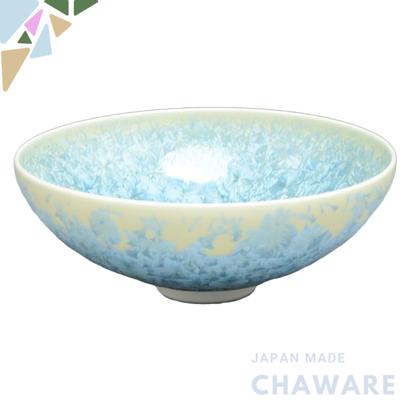 Kyoto ware, kiyomizu ware Tōan-gama Flat Matcha Bowl Flower Crystal (Hanabita) kta540