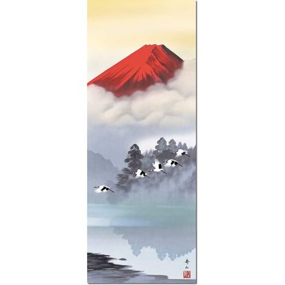 Sanko Co., Ltd. All-Season Decorative Hanging Scroll, Soaring Red Fuji by Shusuke Suzumura, Shaku-san (size), Main Mounting, Tokonoma Landscape Painting, Modern Small Hanging Scroll, 2MB3-117