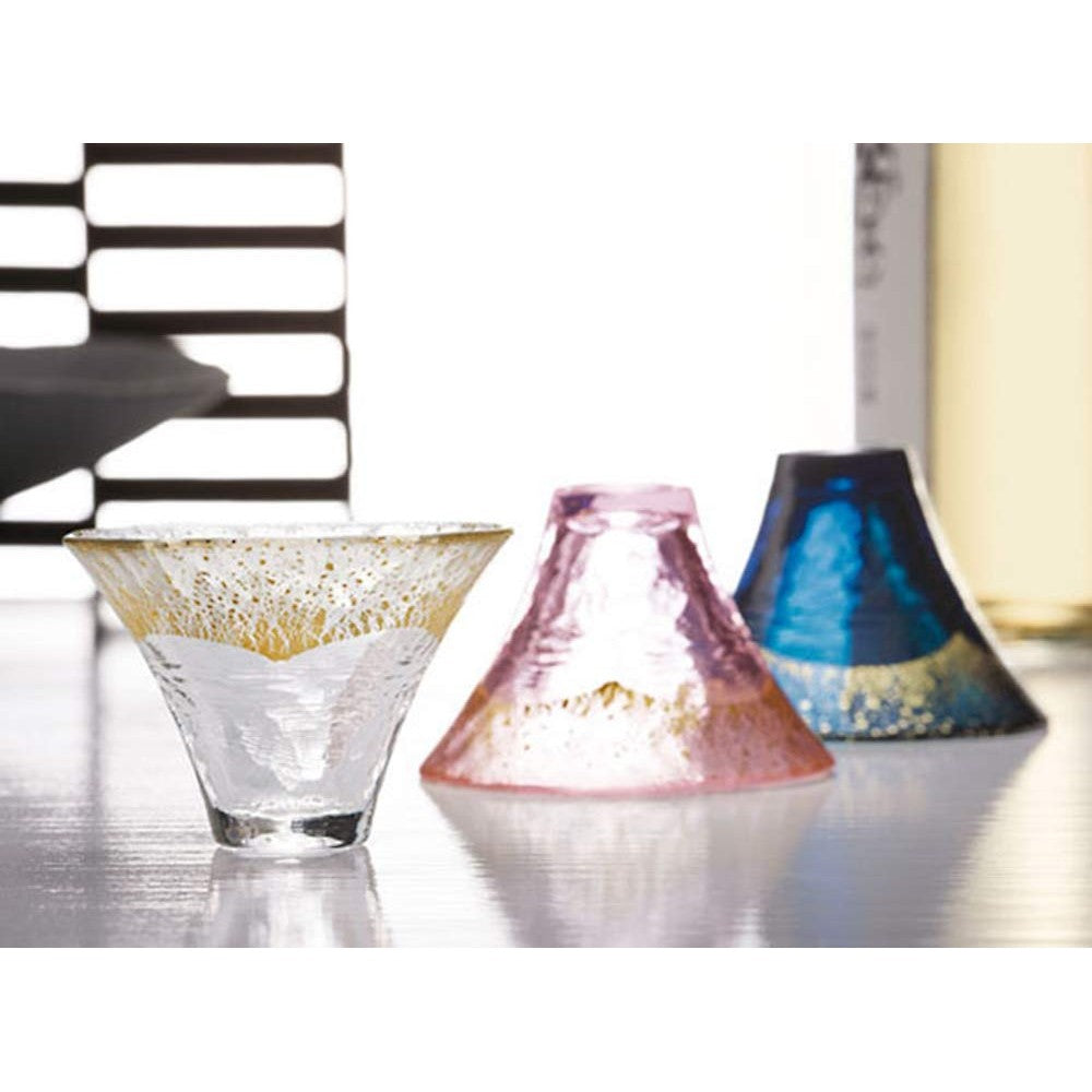 【Made in Japan】Toyo-Sasaki Glass Lucky Cup Mount Fuji Gold Transparent (Capacity: 65ml)