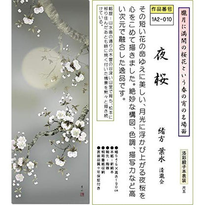 Hanging Scroll - Night Cherry Blossoms / Ogata Hosui (Shaku-go size) 1A2-010, Tokonoma, Japanese-style room, Modern, Stylish, Made in Japan, Gift, Mounting, Wall decoration, Seasonal, Flower and Bird painting Hanging Scroll.