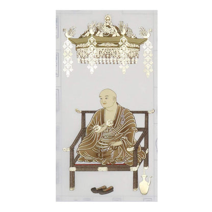 Nōkyō-jiku Hanging Scroll for the Shikoku 88 Sacred Sites, with Gold Leaf of Kōbō Daishi and Ryūhō Daishi.