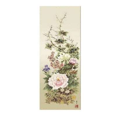 Hanging scroll, year-round hanging, seasonal flowers, Yoshii Rangetsu - Brilliant Blooming of Famous Flowers, shaku san (size), bird-and-flower painting, tokonoma (alcove).
