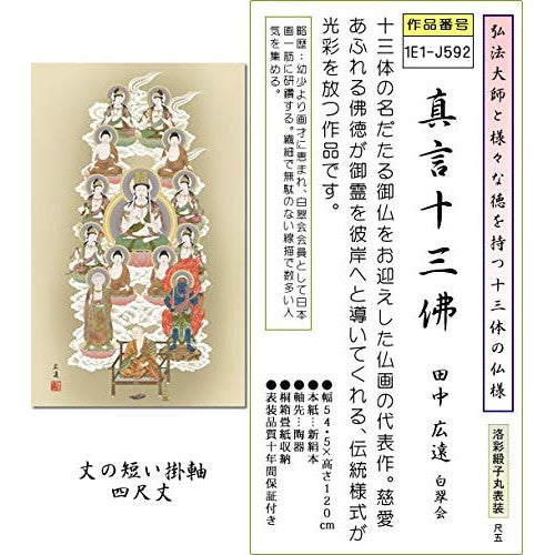 Buddhist hanging scroll - Shingon Thirteen Buddhas / Hiroto Tanaka (1.5 shaku, 120 cm long) 1E1-J592, Tokonoma hanging scroll, modern, stylish, made in Japan, fabric mounting, 13 Buddhas, for hanging display.